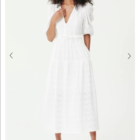 Nicholas Cellie Cotton Featherington Eyelet White Dress Size 2 - Picture 1 of 12
